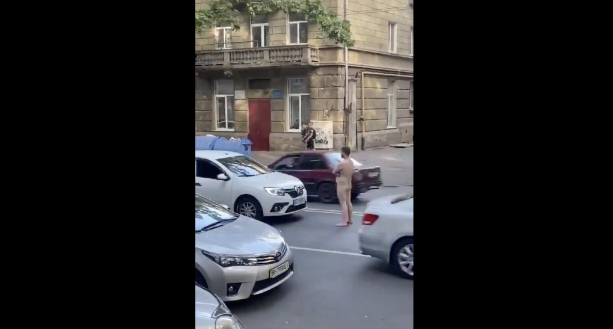 WATCH: Naked Antifa Leader Blocking Traffic Gets Decked 
